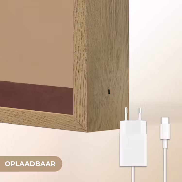 Minimalistisch - Vaas - Bloemen - Bruin Light Box met batterij (Wandlamp) middel -USP_websiteoplaadbaarNL