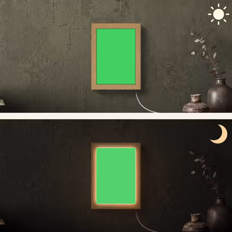 Mint - Green - Groen Light Box met kabel (Wandlamp) klein 929 -sfeer3