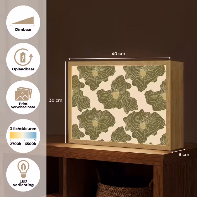 Modern - Abstract - Groen Light Box met batterij (Wandlamp) middel 907 -USP_websiteoverzichtNL