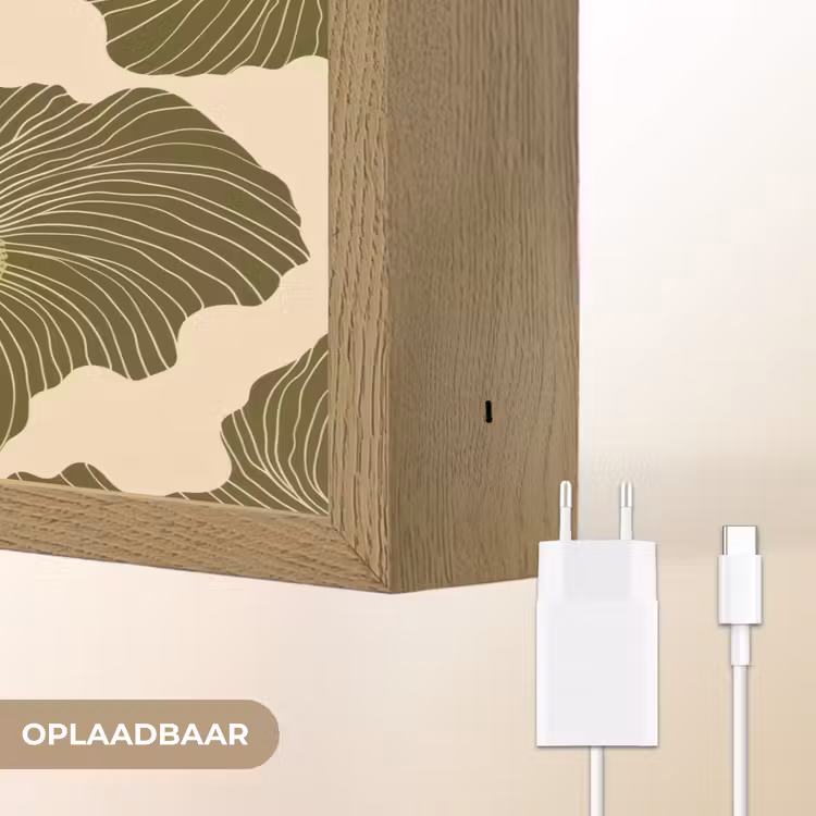 Modern - Abstract - Groen Light Box met batterij (Wandlamp) middel 907 -USP_websiteoplaadbaarNL