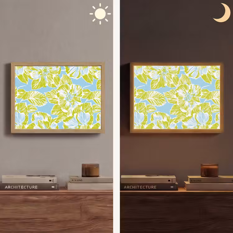 Modern - Bloemen - Groen Light Box met batterij (Wandlamp) middel 907 -sfeer3