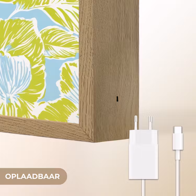 Modern - Bloemen - Groen Light Box met batterij (Wandlamp) middel 907 -USP_websiteoplaadbaarNL