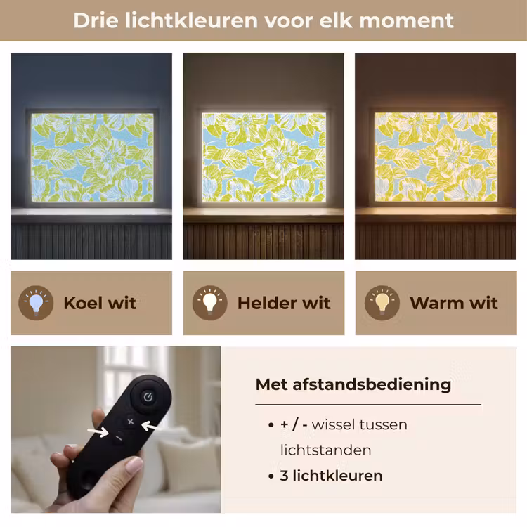 Modern - Bloemen - Groen Light Box met batterij (Wandlamp) middel 907 -USP_lichtkleurNL