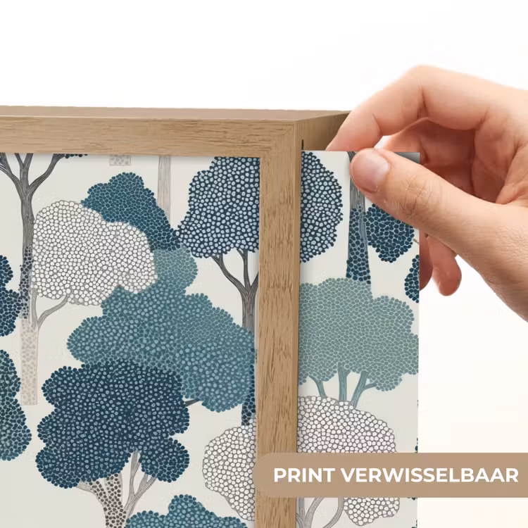 Modern - Bomen - Bos - Patroon - Blauw Light Box met batterij (Wandlamp) middel 907 -USP_websiteprintNL