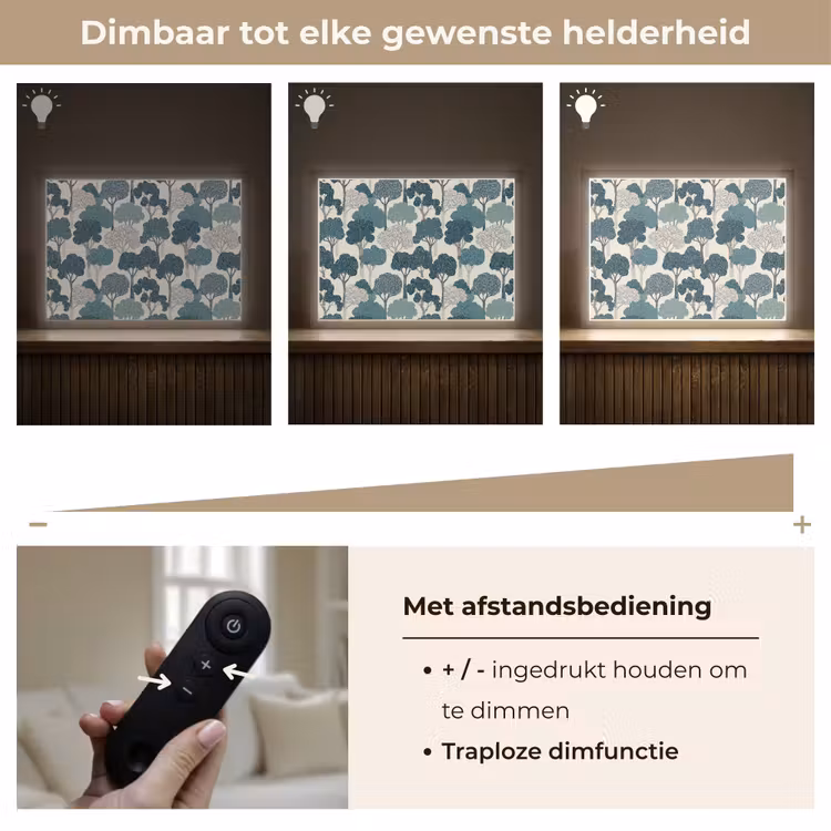 Modern - Bomen - Bos - Patroon - Blauw Light Box met batterij (Wandlamp) middel 907 -USP_dimbaarNL
