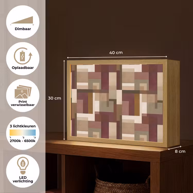 Modern - Geometrie - Kleurrijk Light Box met batterij (Wandlamp) middel 907 -USP_websiteoverzichtNL