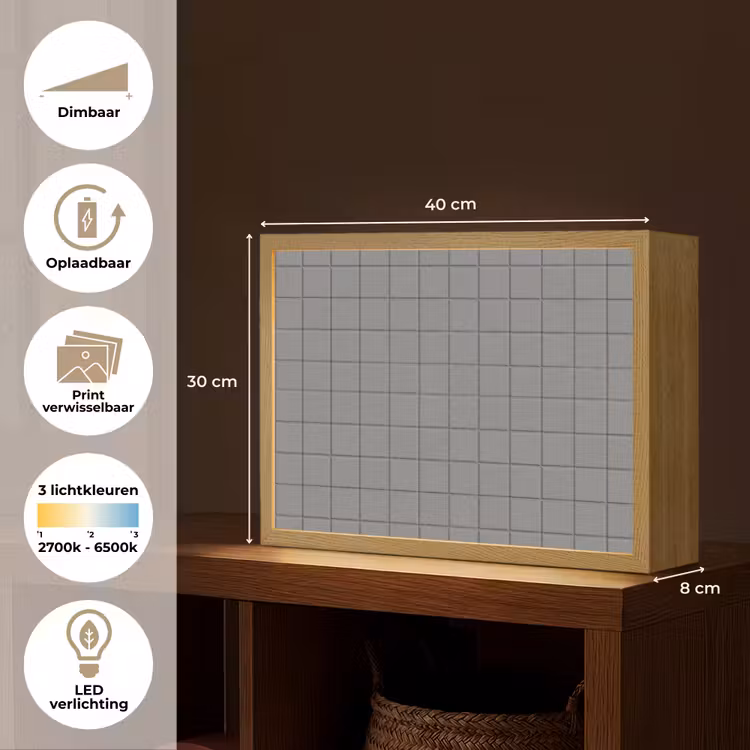 Modern - Patroon - Grijs Light Box met batterij (Wandlamp) middel 907 -USP_websiteoverzichtNL