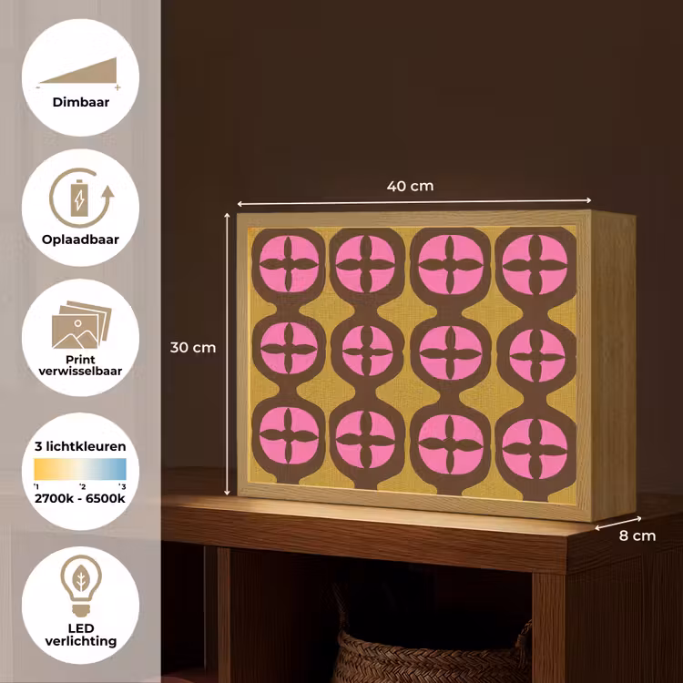 Modern - Patroon - Roze Light Box met batterij (Wandlamp) middel 907 -USP_websiteoverzichtNL