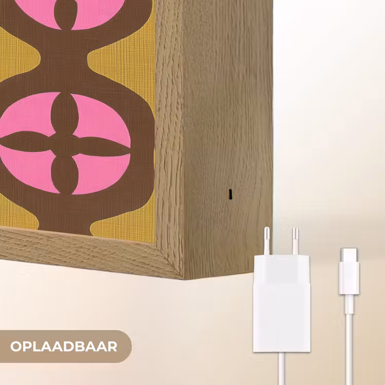 Modern - Patroon - Roze Light Box met batterij (Wandlamp) middel 907 -USP_websiteoplaadbaarNL