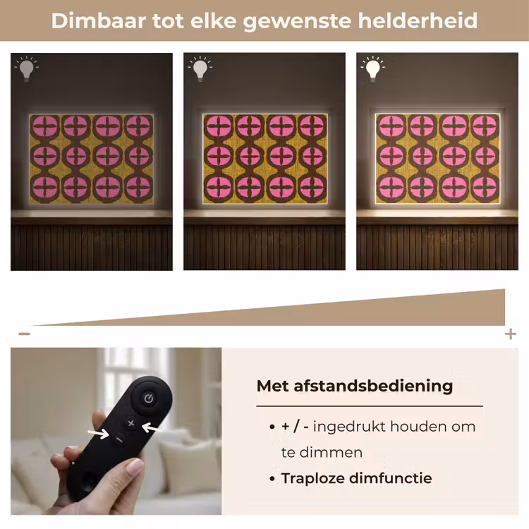 Modern - Patroon - Roze Light Box met batterij (Wandlamp) middel 907 -USP_dimbaarNL