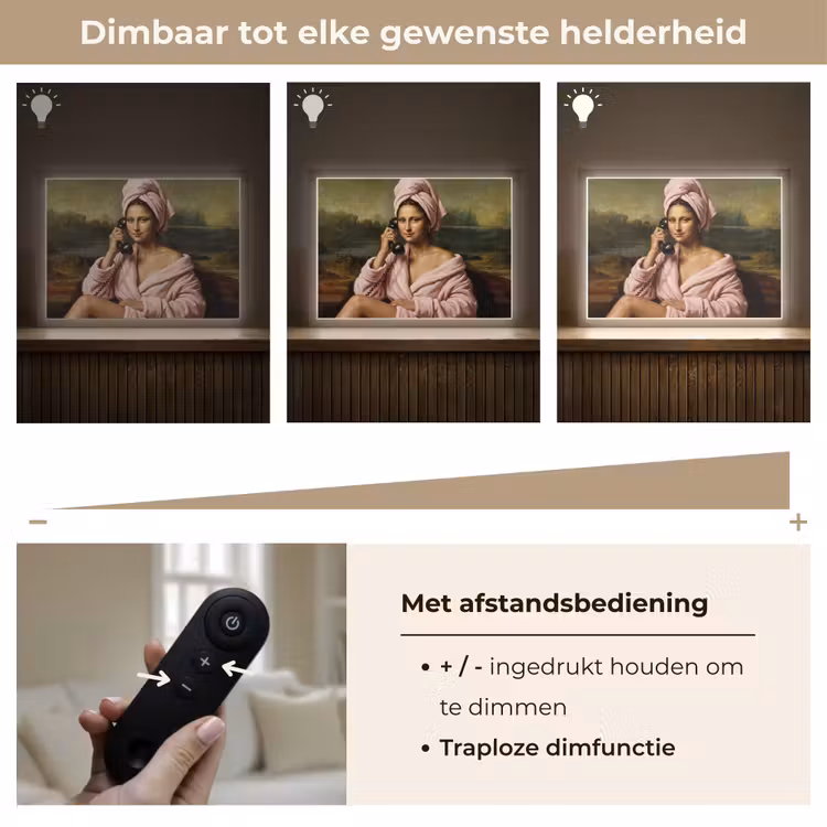 Mona - Klassiek - Roze Light Box met batterij (Wandlamp) middel -USP_dimbaarNL