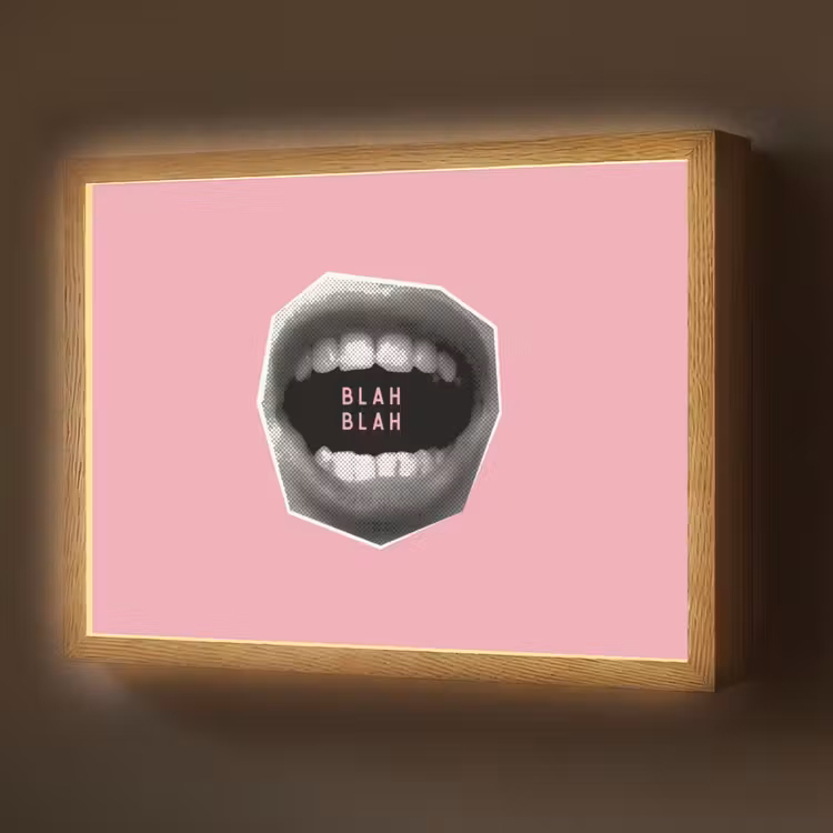 Mond - BLAH BLAH - Roze Light Box met batterij (Wandlamp) middel -z3d_website
