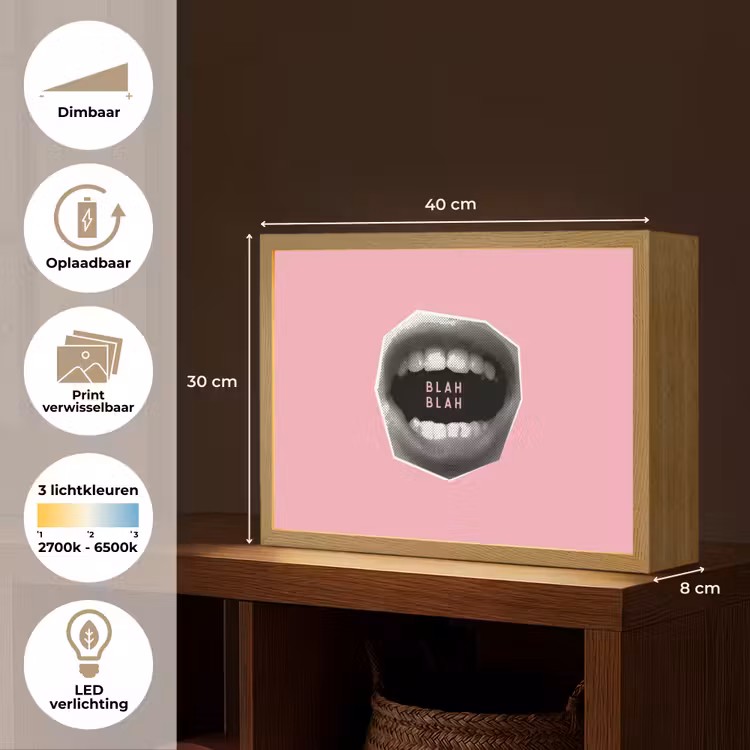Mond - BLAH BLAH - Roze Light Box met batterij (Wandlamp) middel -USP_websiteoverzichtNL