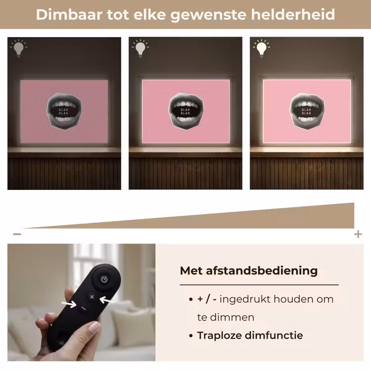 Mond - BLAH BLAH - Roze Light Box met batterij (Wandlamp) middel -USP_dimbaarNL