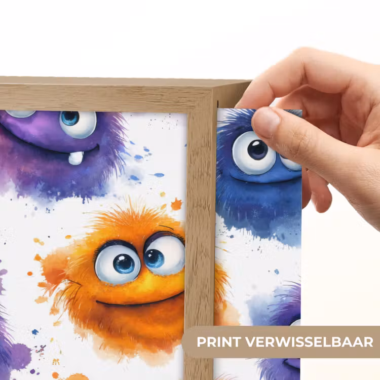 Monstertjes - Aquarel - Kleurrijk Light Box met batterij (Wandlamp) middel 907 -USP_websiteprintNL