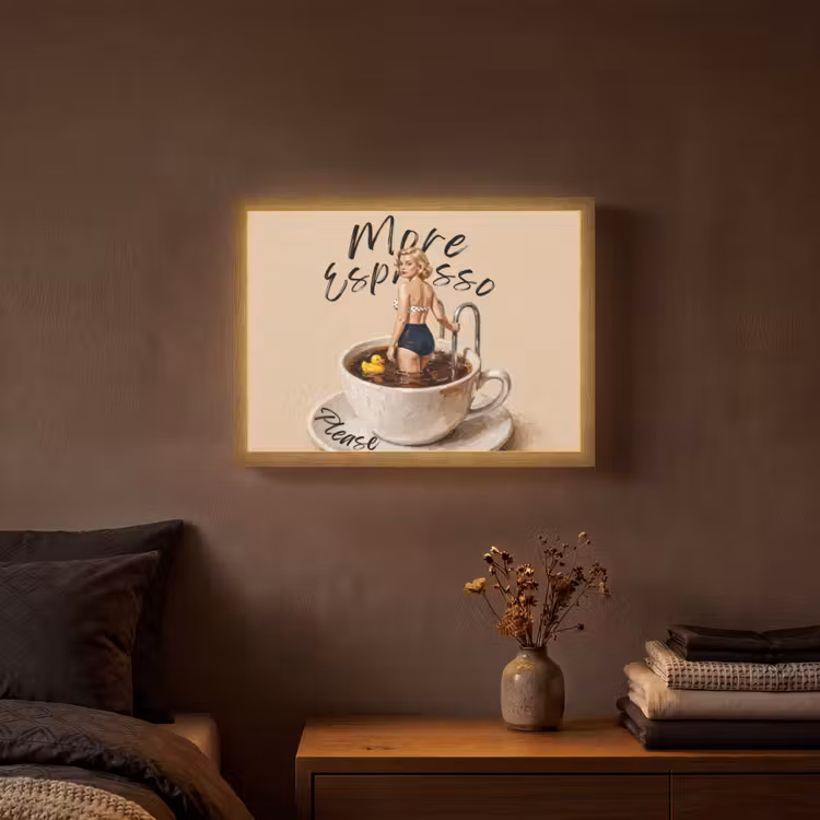 More espresso - Koffie - Eend Light Box met batterij (Wandlamp) middel -sfeer4