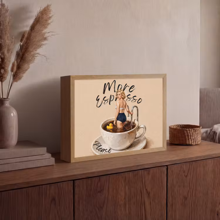 More espresso - Koffie - Eend Light Box met batterij (Wandlamp) middel -sfeer2