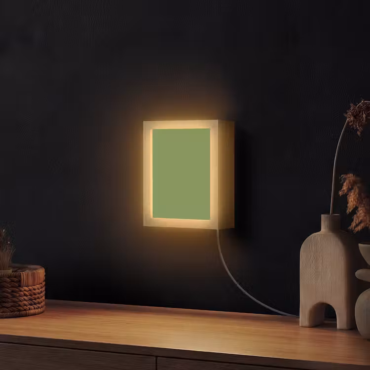 Moss - Green - Groen Light Box met kabel (Wandlamp) klein 929 -sfeer1