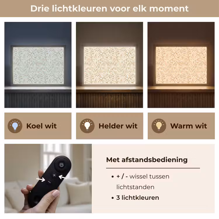Mozaïek - Patroon - Beige Light Box met batterij (Wandlamp) middel 907 -USP_lichtkleurNL
