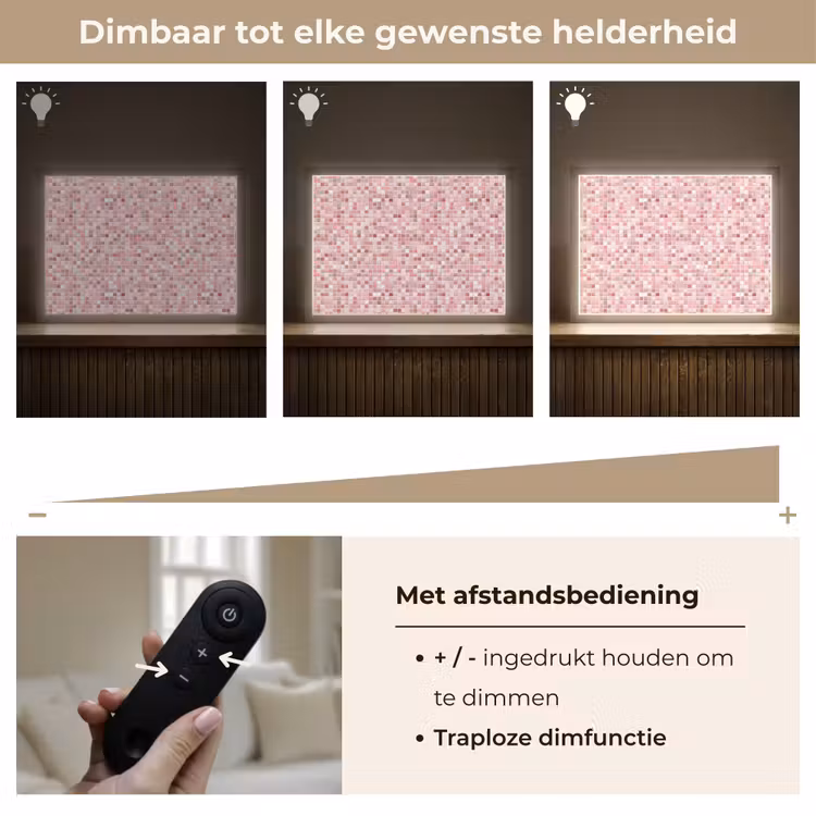 Mozaïek - Patroon - Roze Light Box met batterij (Wandlamp) middel 907 -USP_dimbaarNL