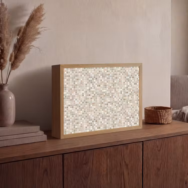 Mozaïek - Patroon- Taupe Light Box met batterij (Wandlamp) middel 907 -sfeer2