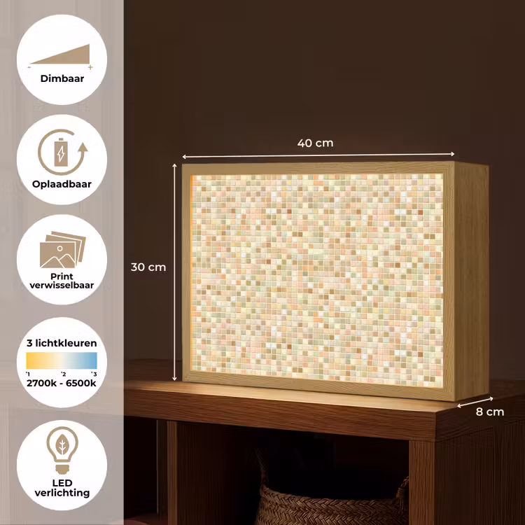 Mozaïek - Patroon - Terracotta Light Box met batterij (Wandlamp) middel 907 -USP_websiteoverzichtNL