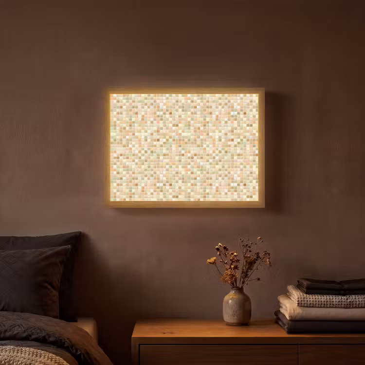 Mozaïek - Patroon - Terracotta Light Box met batterij (Wandlamp) middel 907 -sfeer4