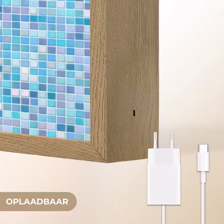 Mozaïek - Patroon - Turquoise Light Box met batterij (Wandlamp) middel 907 -USP_websiteoplaadbaarNL