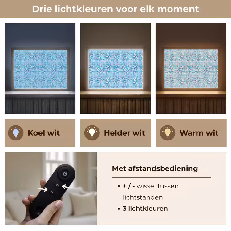 Mozaïek - Patroon - Turquoise Light Box met batterij (Wandlamp) middel 907 -USP_lichtkleurNL