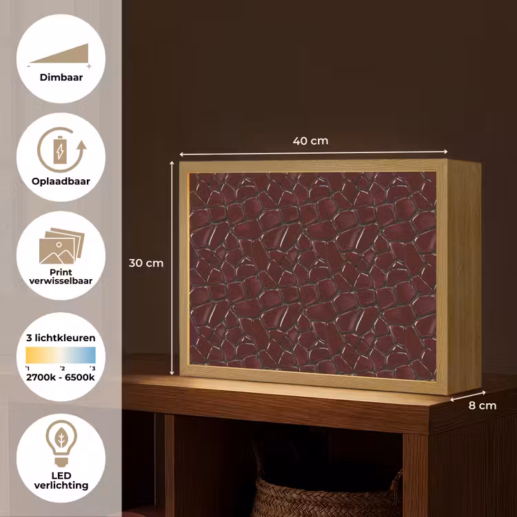 Mozaïek - Tegel - Bordeauxrood Light Box met batterij (Wandlamp) middel 907 -USP_websiteoverzichtNL