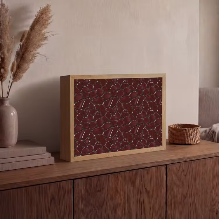 Mozaïek - Tegel - Bordeauxrood Light Box met batterij (Wandlamp) middel 907 -sfeer2