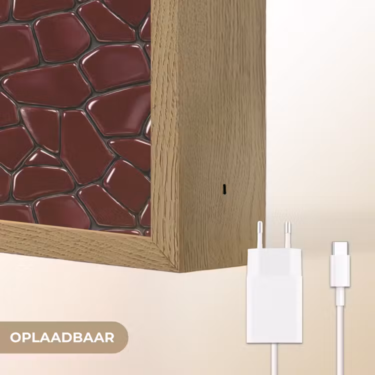 Mozaïek - Tegel - Bordeauxrood Light Box met batterij (Wandlamp) middel 907 -USP_websiteoplaadbaarNL