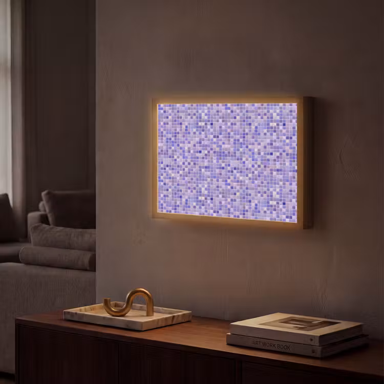 Mozaïek - Tegels - Lila - Amethist Light Box met batterij (Wandlamp) middel 907 -sfeer1