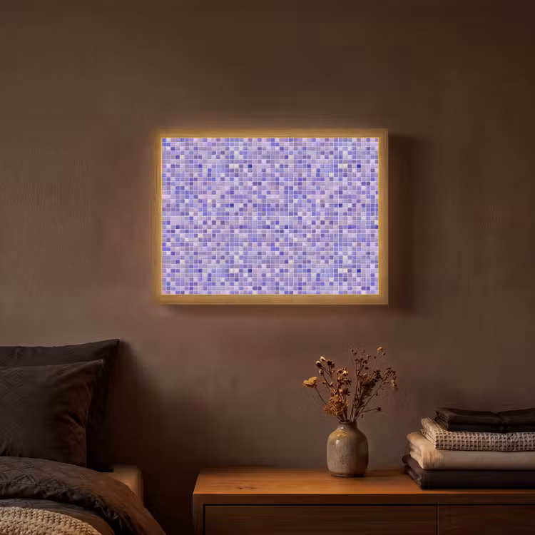 Mozaïek - Tegels - Lila - Amethist Light Box met batterij (Wandlamp) middel 907 -sfeer4