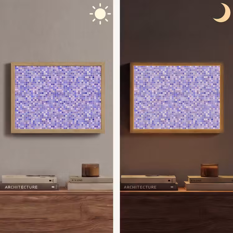 Mozaïek - Tegels - Lila - Amethist Light Box met batterij (Wandlamp) middel 907 -sfeer3