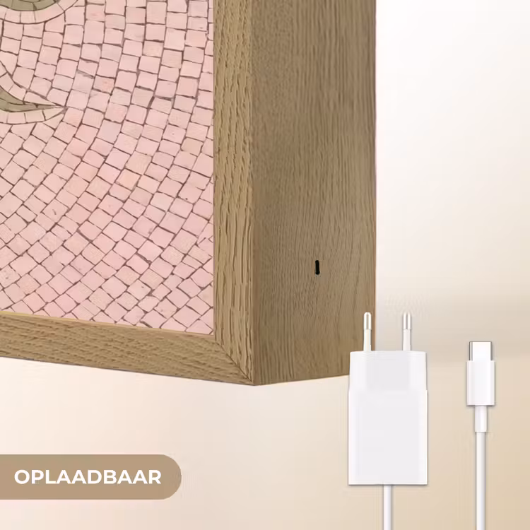 Mozaïek - Zon - Patroon - Klassiek - Roze Light Box met batterij (Wandlamp) middel -USP_websiteoplaadbaarNL