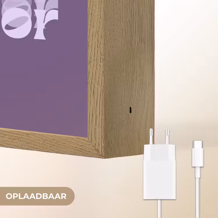 Mucho amor - Paars - Grafisch Light Box met batterij (Wandlamp) middel -USP_websiteoplaadbaarNL