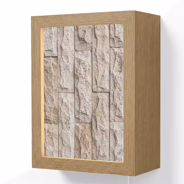 Muur - Steen - Ruw - Beige - Textuur Light Box met kabel (Wandlamp) klein -3d