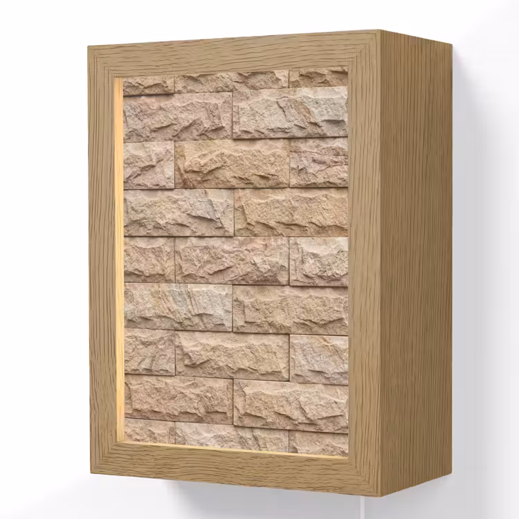 Muur - Steen - Ruw - Textuur - Beige Light Box met kabel (Wandlamp) klein -3d