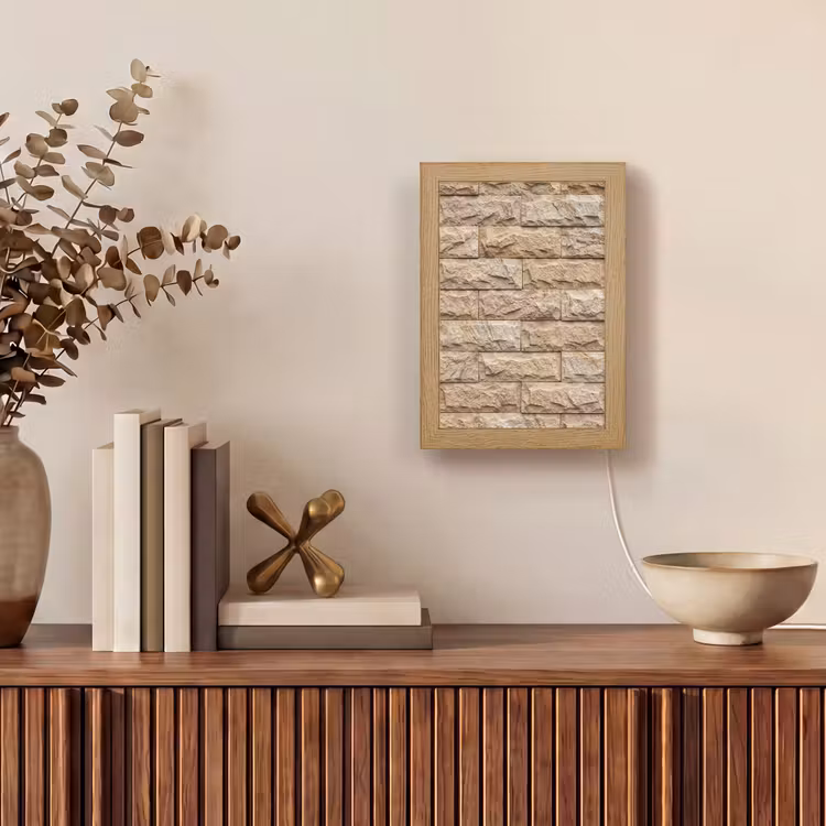 Muur - Steen - Ruw - Textuur - Beige Light Box met kabel (Wandlamp) klein -sfeer2