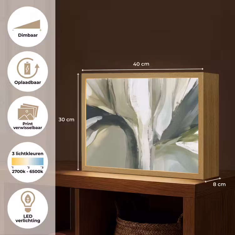 Natuur - Abstract - Groen - Penseelstreken Light Box met batterij (Wandlamp) middel -USP_websiteoverzichtNL