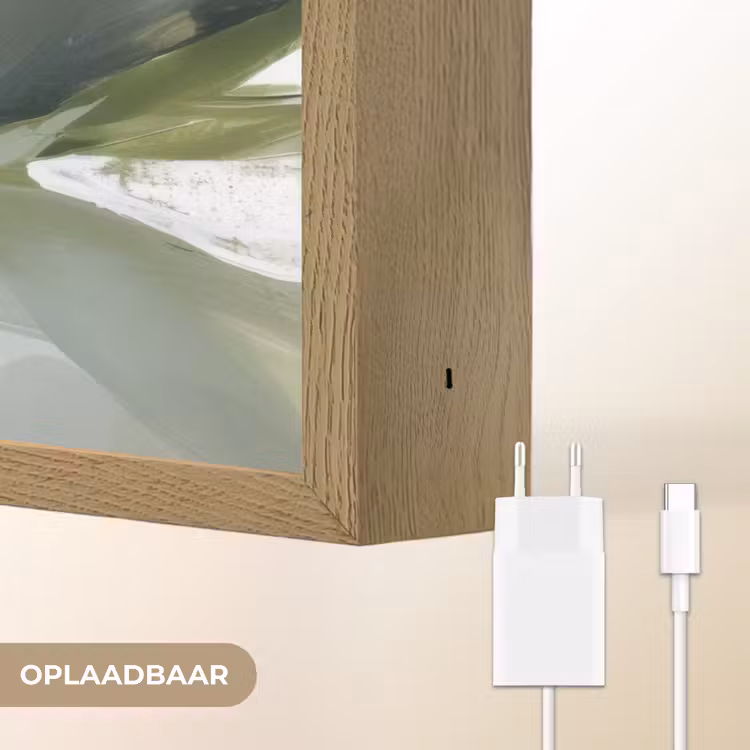 Natuur - Abstract - Groen - Penseelstreken Light Box met batterij (Wandlamp) middel -USP_websiteoplaadbaarNL