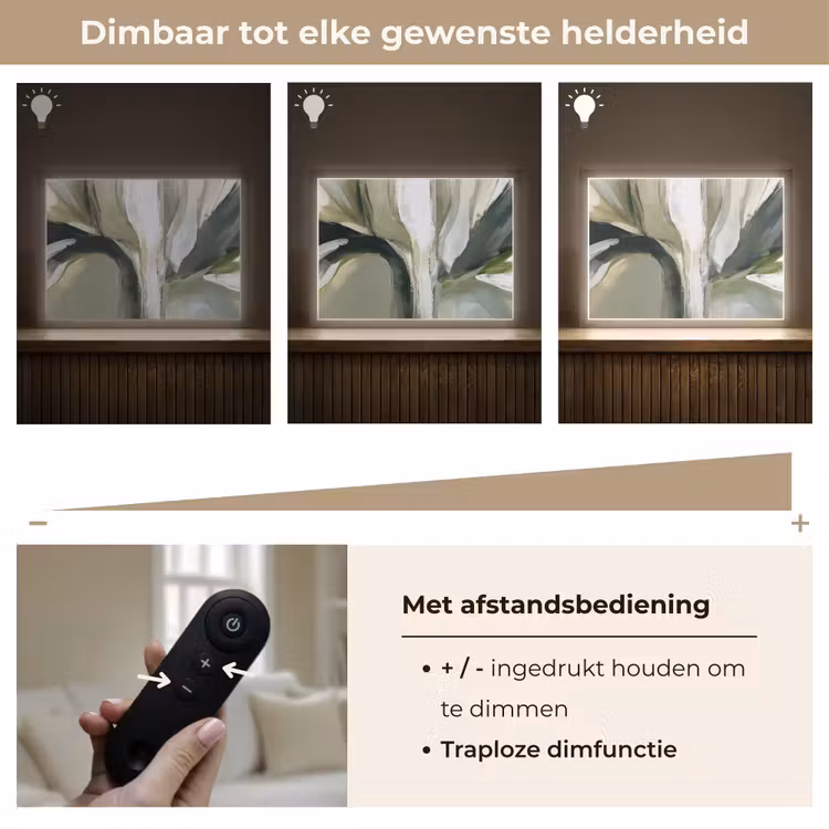 Natuur - Abstract - Groen - Penseelstreken Light Box met batterij (Wandlamp) middel -USP_dimbaarNL