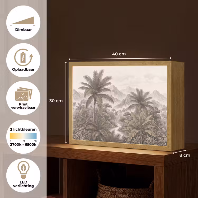Natuur - Bergen - Rivier - Tropisch - Vintage Light Box met batterij (Wandlamp) middel -USP_websiteoverzichtNL