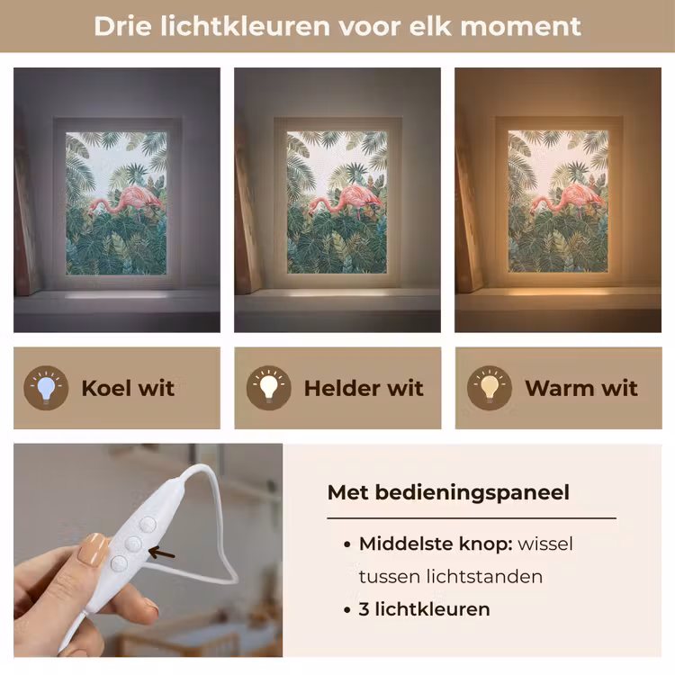 Natuur - Bladeren - Abstract - Groen - Vogel Light Box met kabel (Wandlamp) klein -USP_lichtkleurNL