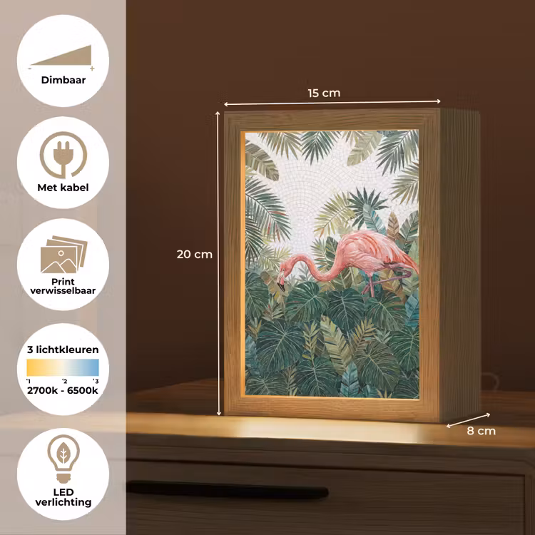 Natuur - Bladeren - Abstract - Groen - Vogel Light Box met kabel (Wandlamp) klein -USP_websiteoverzichtNL