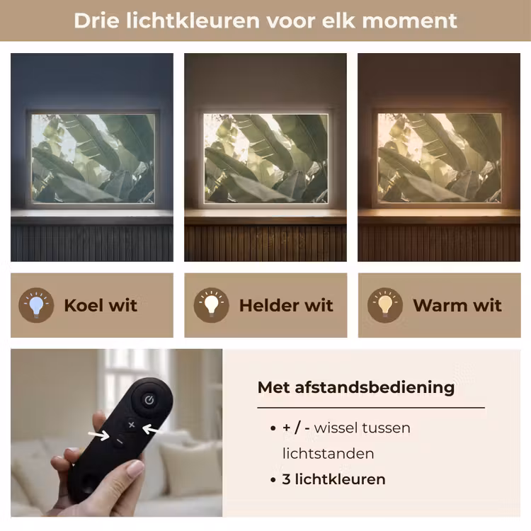 Natuur - Bladeren - Groen - Tropisch - Detail Light Box met batterij (Wandlamp) middel -USP_lichtkleurNL