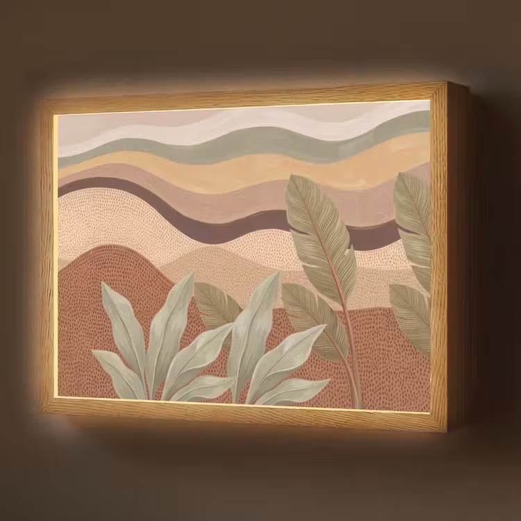 Natuur - Bladeren - Landschap - Abstract - Aardetinten Light Box met batterij (Wandlamp) middel -z3d_website