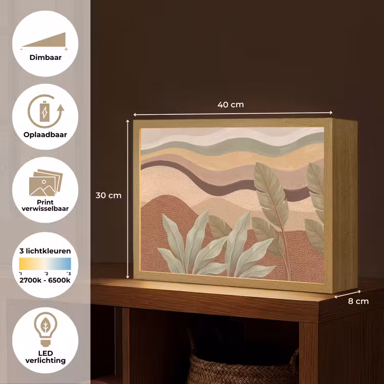 Natuur - Bladeren - Landschap - Abstract - Aardetinten Light Box met batterij (Wandlamp) middel -USP_websiteoverzichtNL
