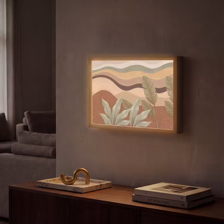 Natuur - Bladeren - Landschap - Abstract - Aardetinten Light Box met batterij (Wandlamp) middel -sfeer1